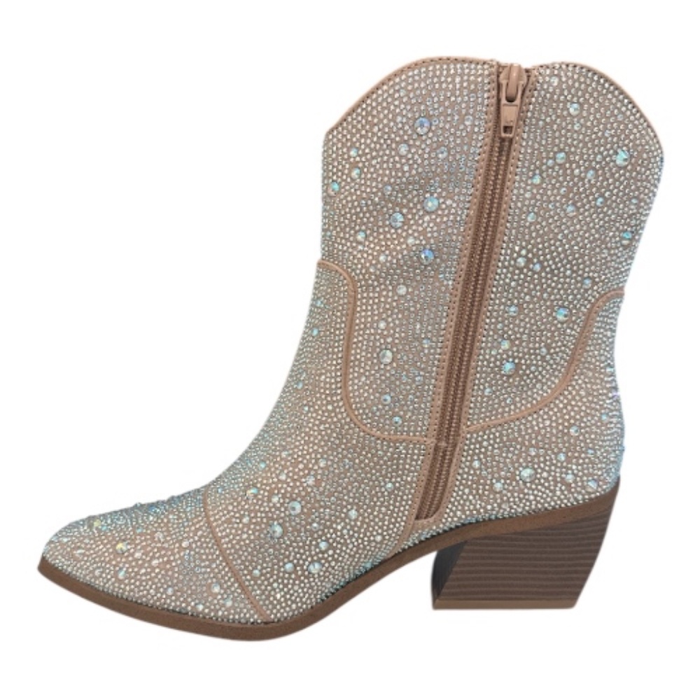 Madden NYC Womens Bling Short Cowboy Boots 9.5, Rhinestone Sparkle Comfort NWB - Picture 2 of 5